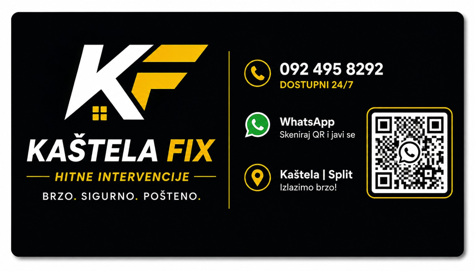 Kaštela Fix – hitne intervencije, kontakt i WhatsApp
